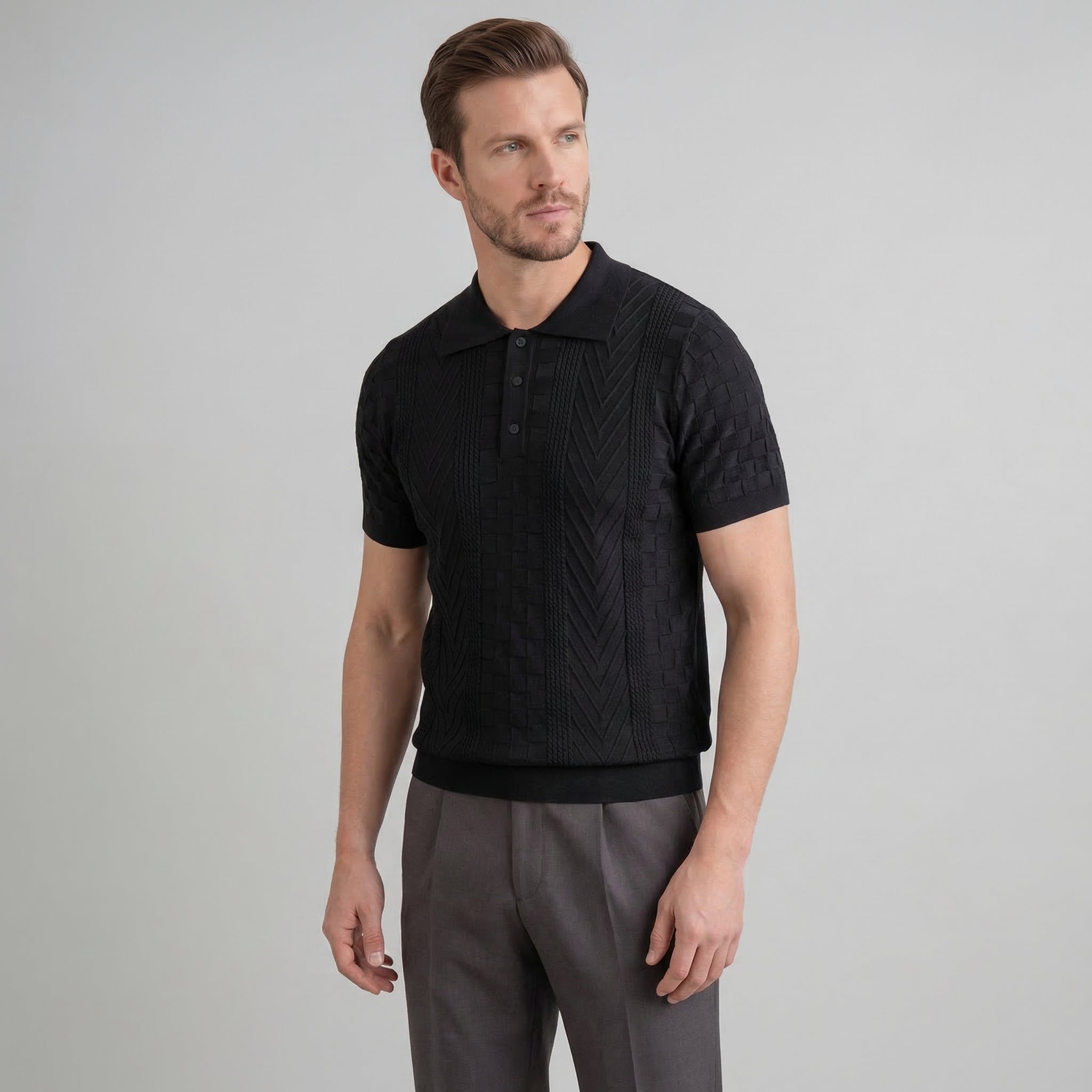 Herren Jacquard Polohemd
