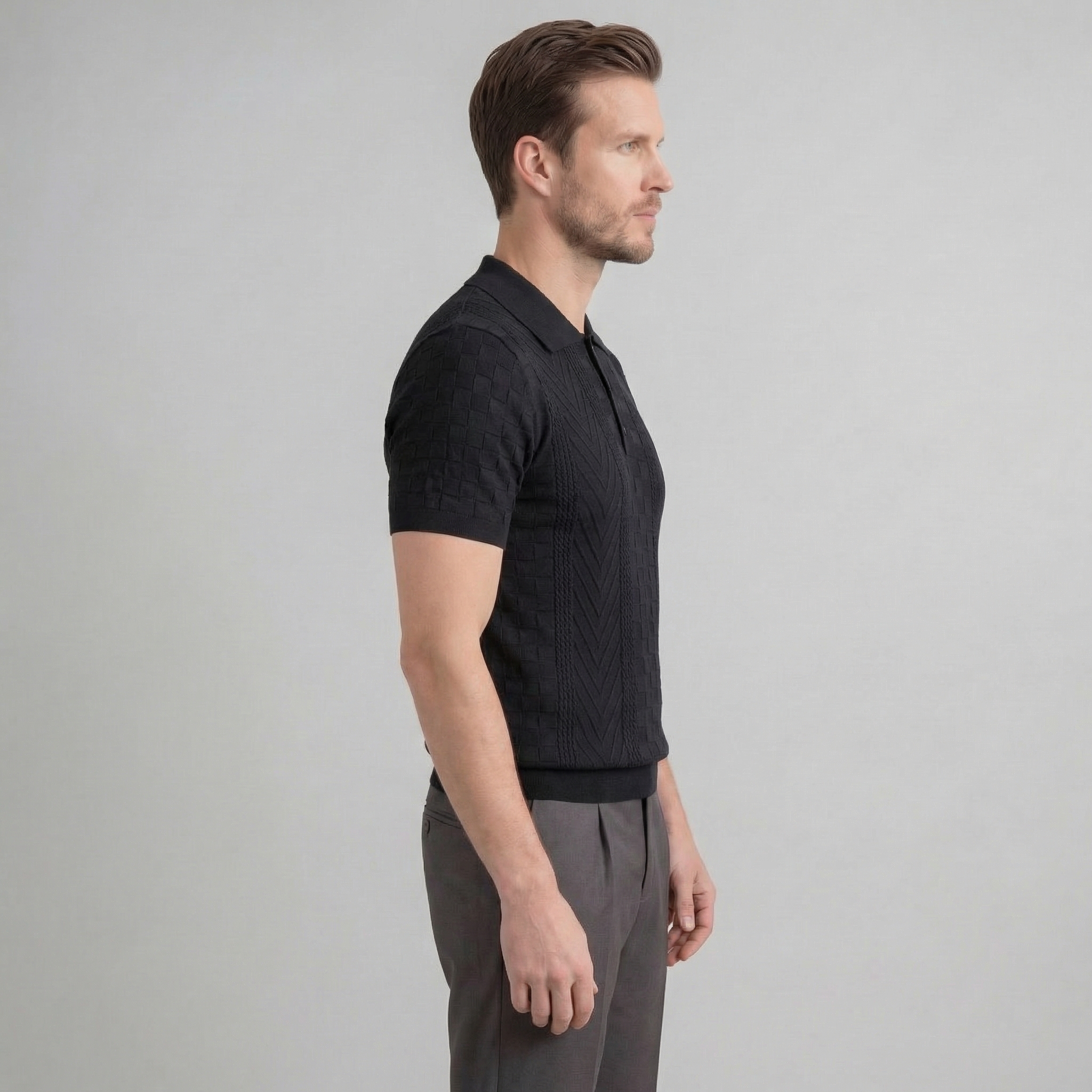 Herren Jacquard Polohemd
