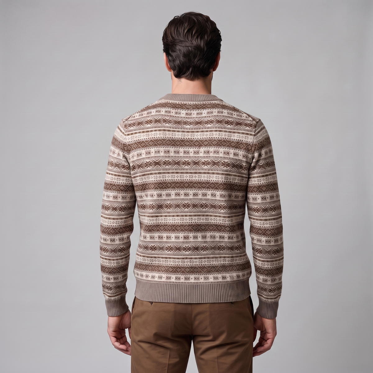 Herren Jacquard-Pullover mit Mock-Kragen