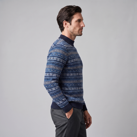 Herren Jacquard-Pullover mit Mock-Kragen
