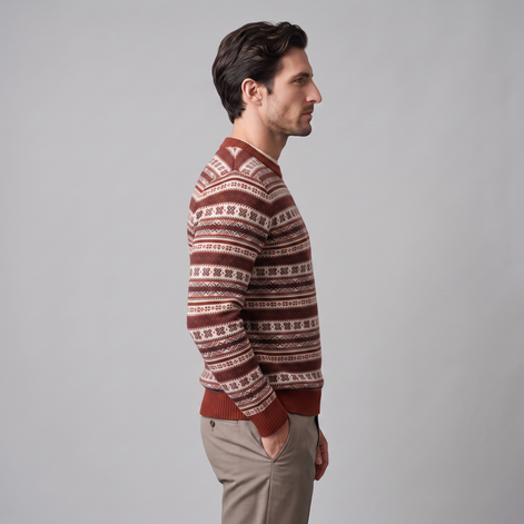 Herren Jacquard-Pullover mit Mock-Kragen