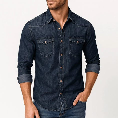 Herren Jeanshemd mit klassischem Kragen und Brusttaschen