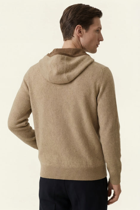 Herren Kapuzen-Cardigan mit Kontrastbesatz