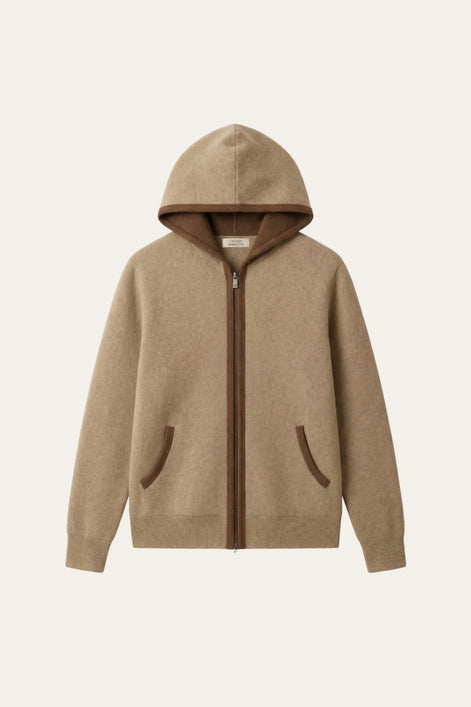 Herren Kapuzen-Cardigan mit Kontrastbesatz