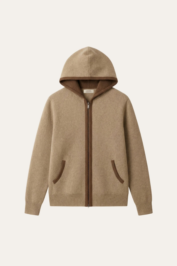 Herren Kapuzen-Cardigan mit Kontrastbesatz
