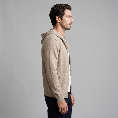 Herren Kapuzen-Strickjacke aus Wolle