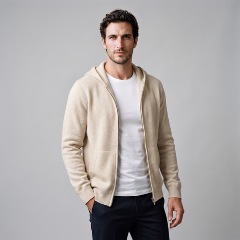Herren Kapuzen-Strickjacke aus Wolle