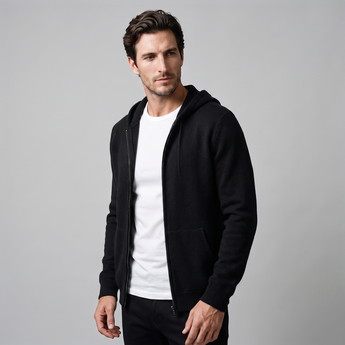 Herren Kapuzen-Strickjacke aus Wolle