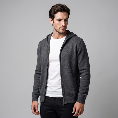 Herren Kapuzen-Strickjacke aus Wolle