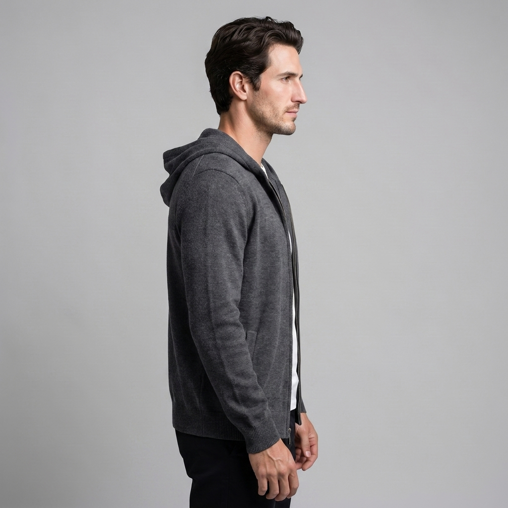 Herren Kapuzen-Strickjacke aus Wolle