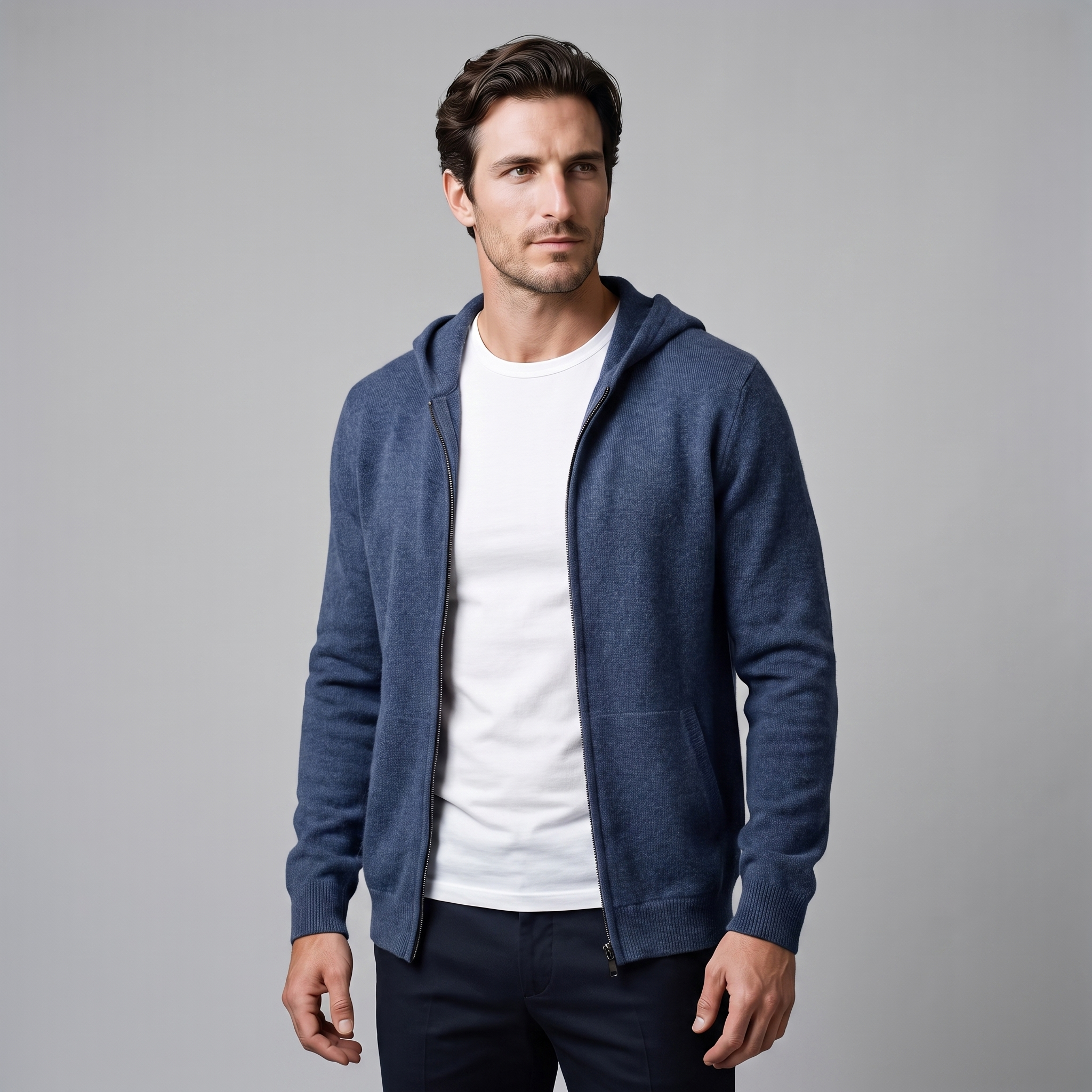 Herren Kapuzen-Strickjacke aus Wolle