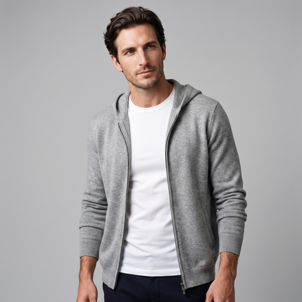 Herren Kapuzen-Strickjacke aus Wolle