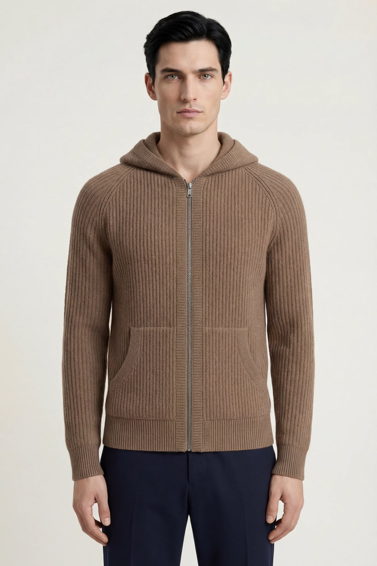 Herren Kapuzenpullover mit Rippstruktur