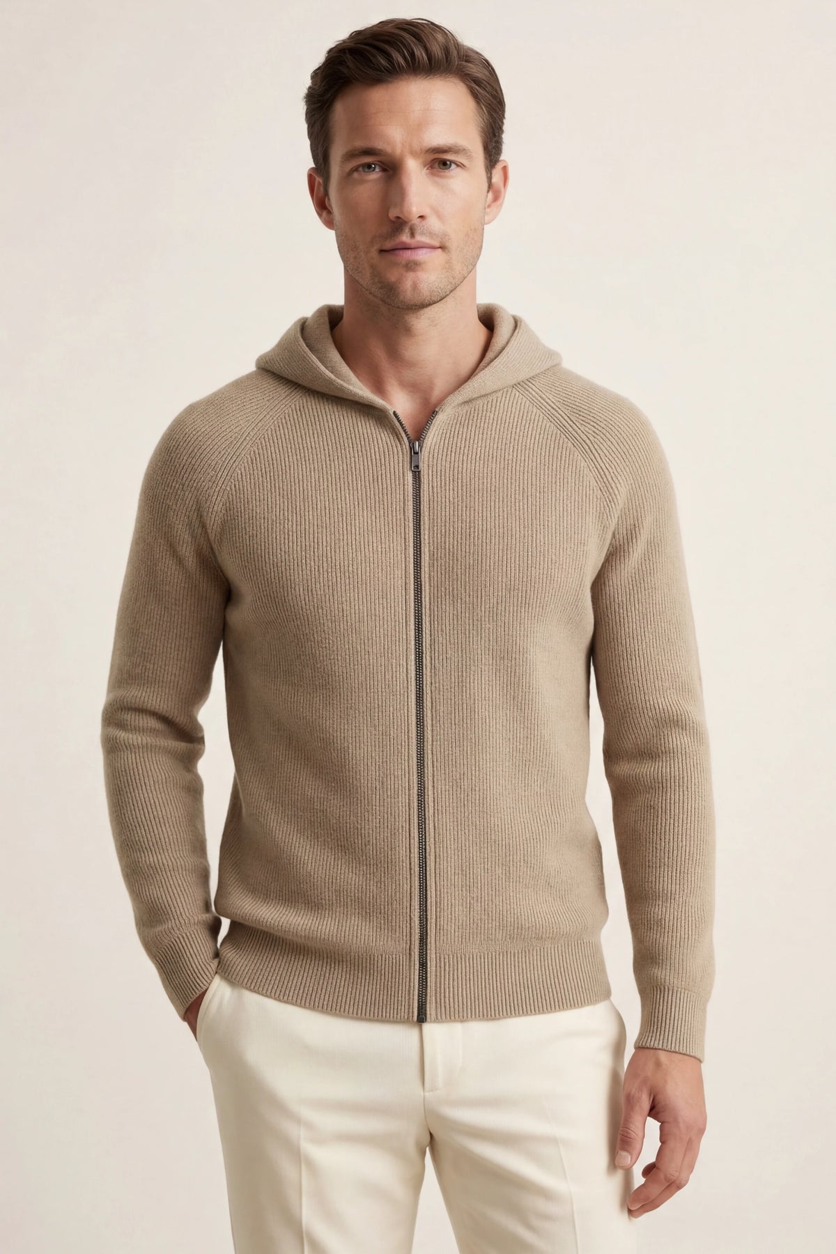 Herren Kapuzenpullover mit Rippstruktur