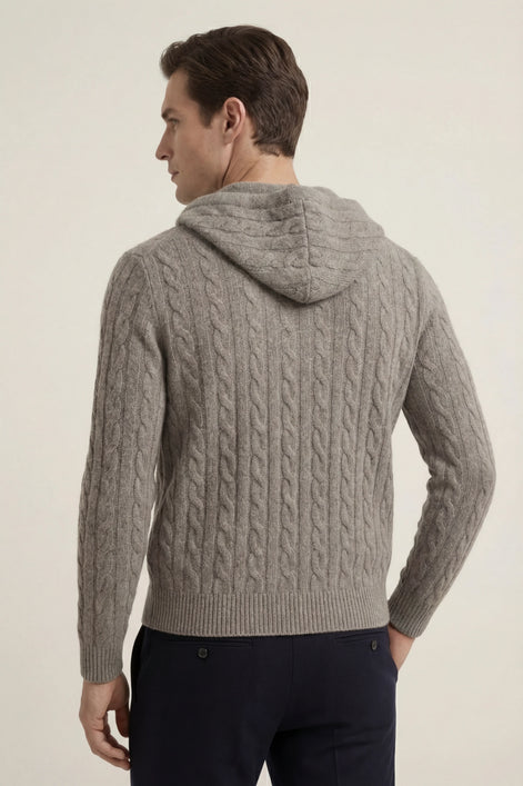 Herren Kapuzenpullover mit Zopfmuster