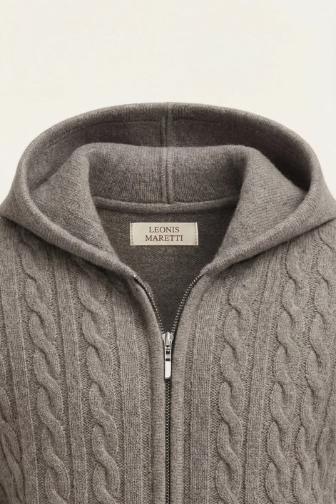 Herren Kapuzenpullover mit Zopfmuster