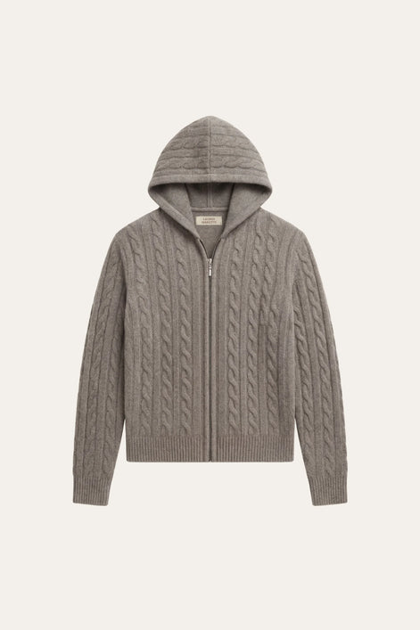 Herren Kapuzenpullover mit Zopfmuster