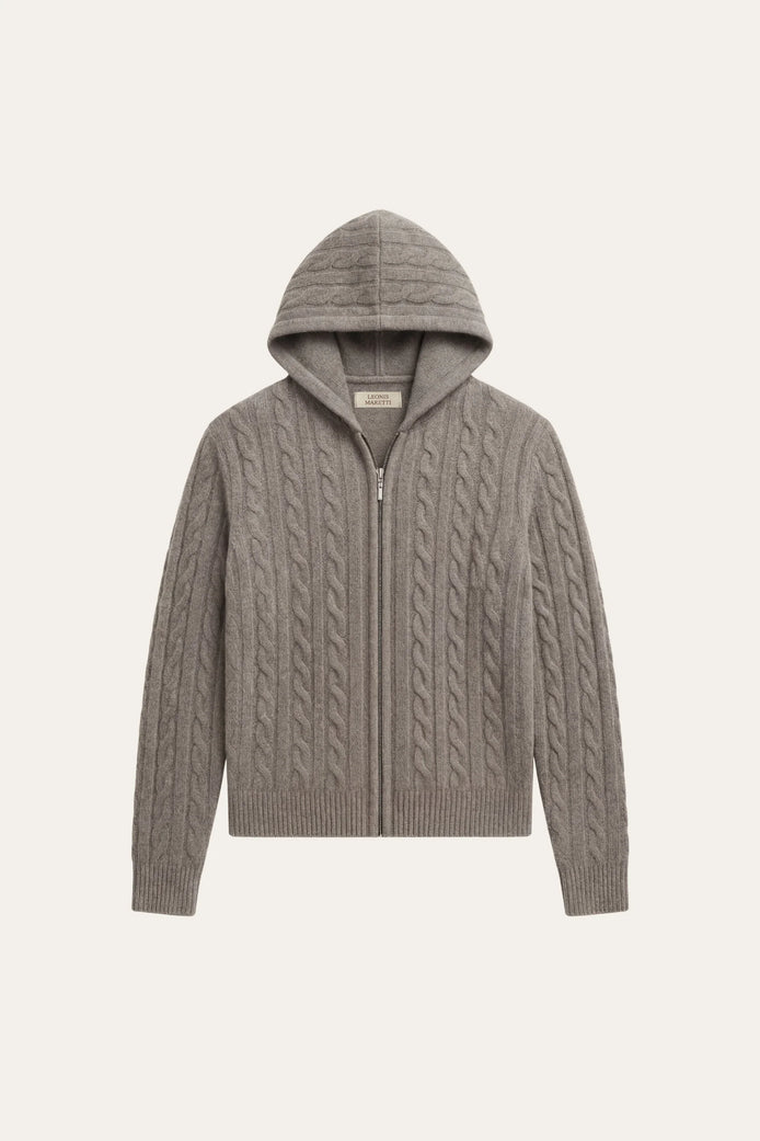 Herren Kapuzenpullover mit Zopfmuster