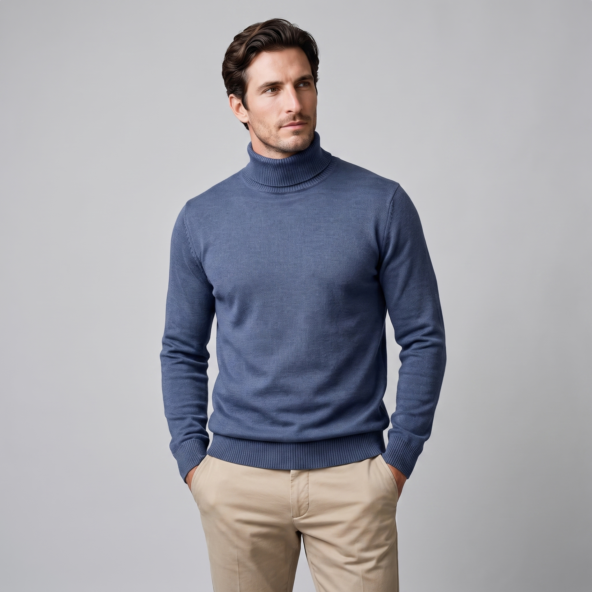 Herren Klassischer Rollkragenpullover