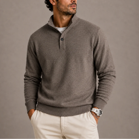 Herren Langarm Polopullover mit Polokragen