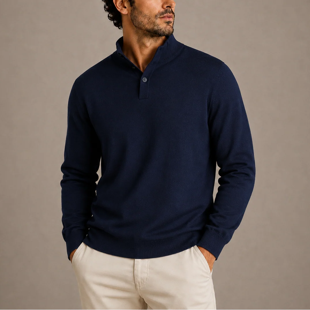Herren Langarm Polopullover mit Polokragen