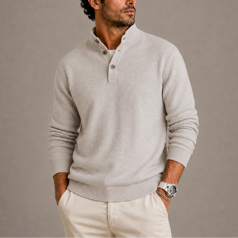 Herren Langarm Polopullover mit Polokragen