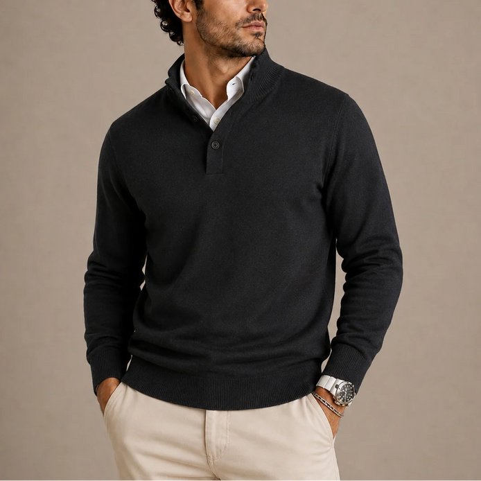 Herren Langarm Polopullover mit Polokragen