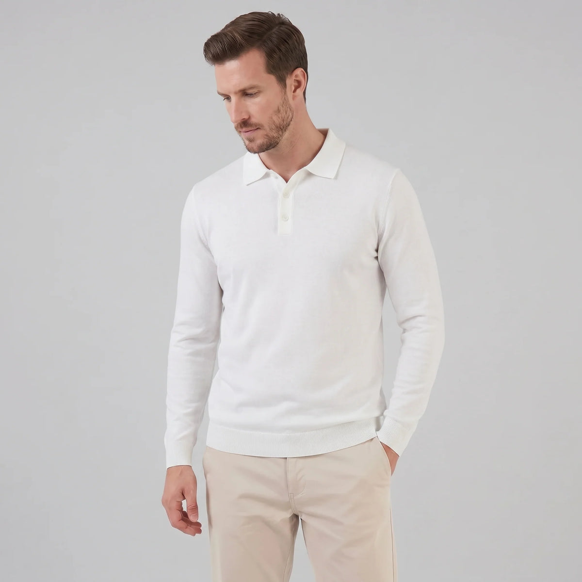Herren Langarm Poloshirt Moderner Schnitt