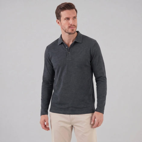 Herren Langarm Poloshirt Moderner Schnitt