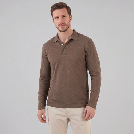 Herren Langarm Poloshirt Moderner Schnitt