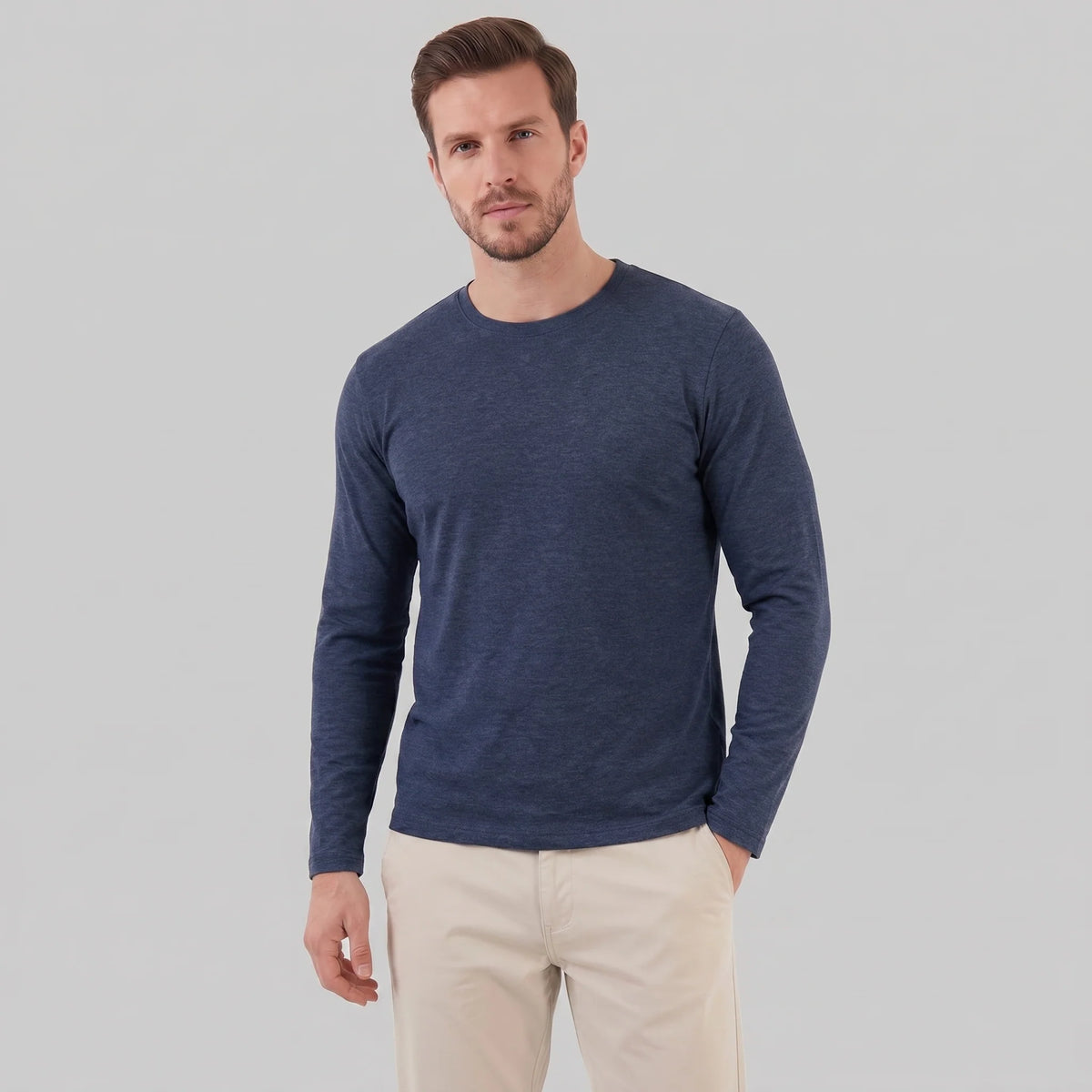 Herren Langarmpullover mit Rundhalsausschnitt