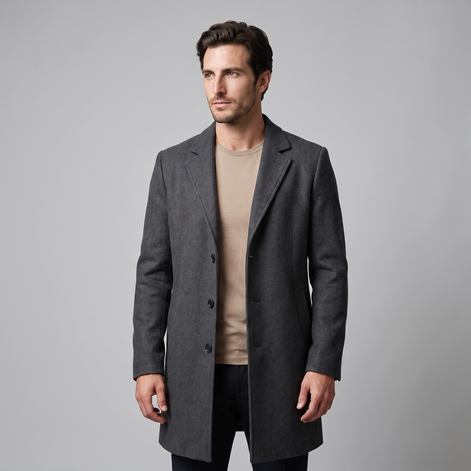 Herren Langer Mantel in Anthrazit
