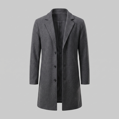 Herren Langer Mantel in Anthrazit
