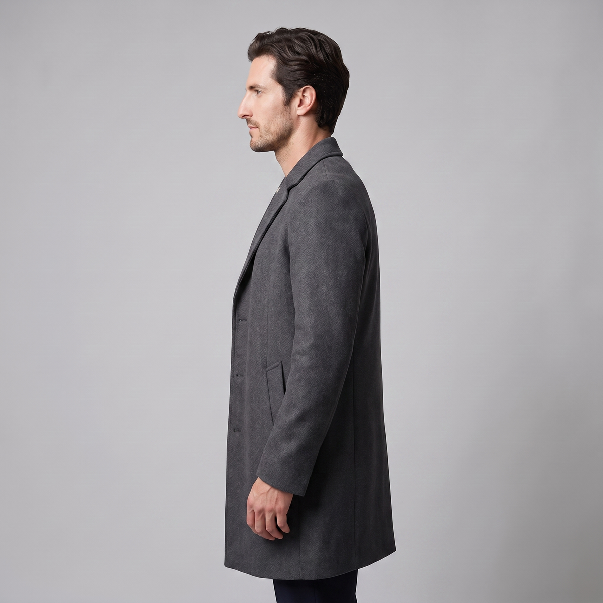 Herren Langer Mantel in Anthrazit