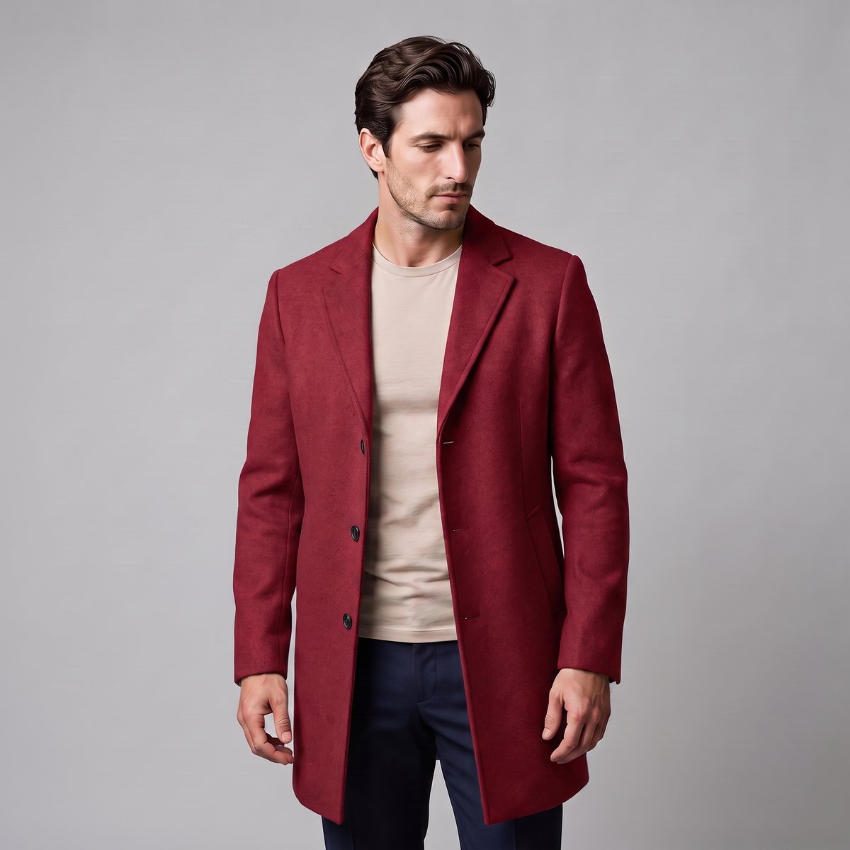 Herren Langer Mantel in Anthrazit