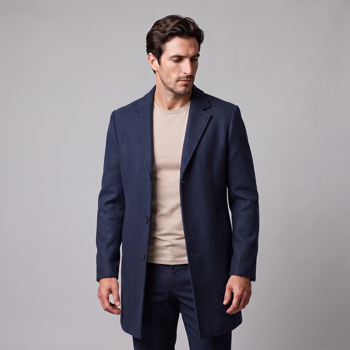 Herren Langer Mantel in Anthrazit
