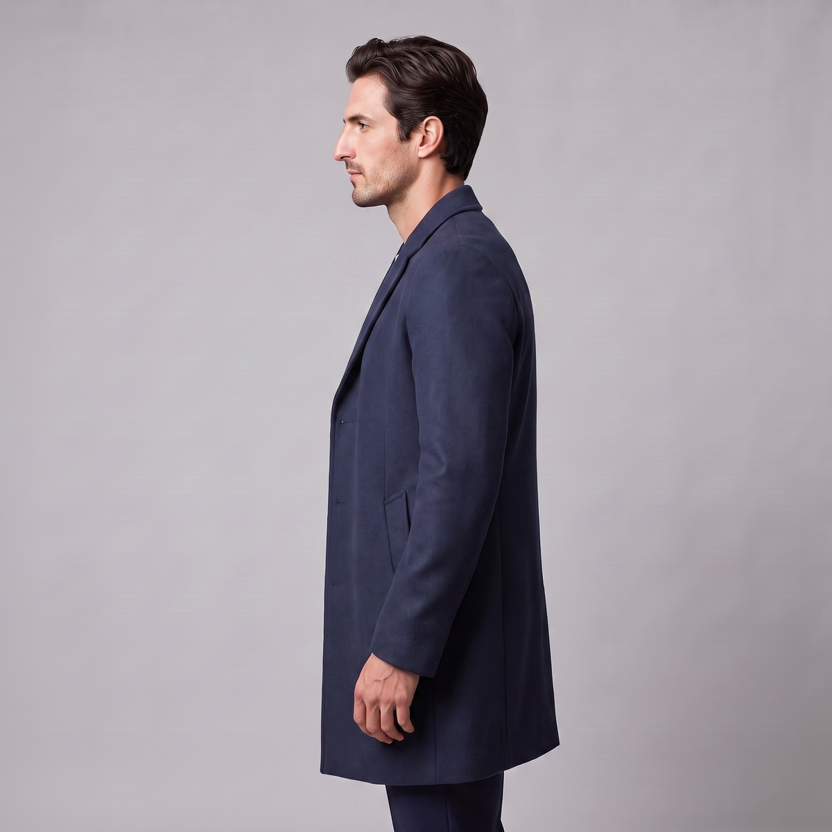 Herren Langer Mantel in Anthrazit