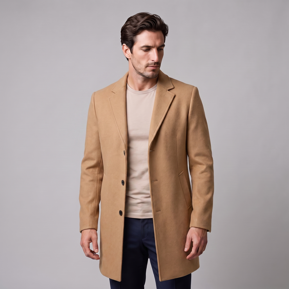 Herren Langer Mantel in Anthrazit