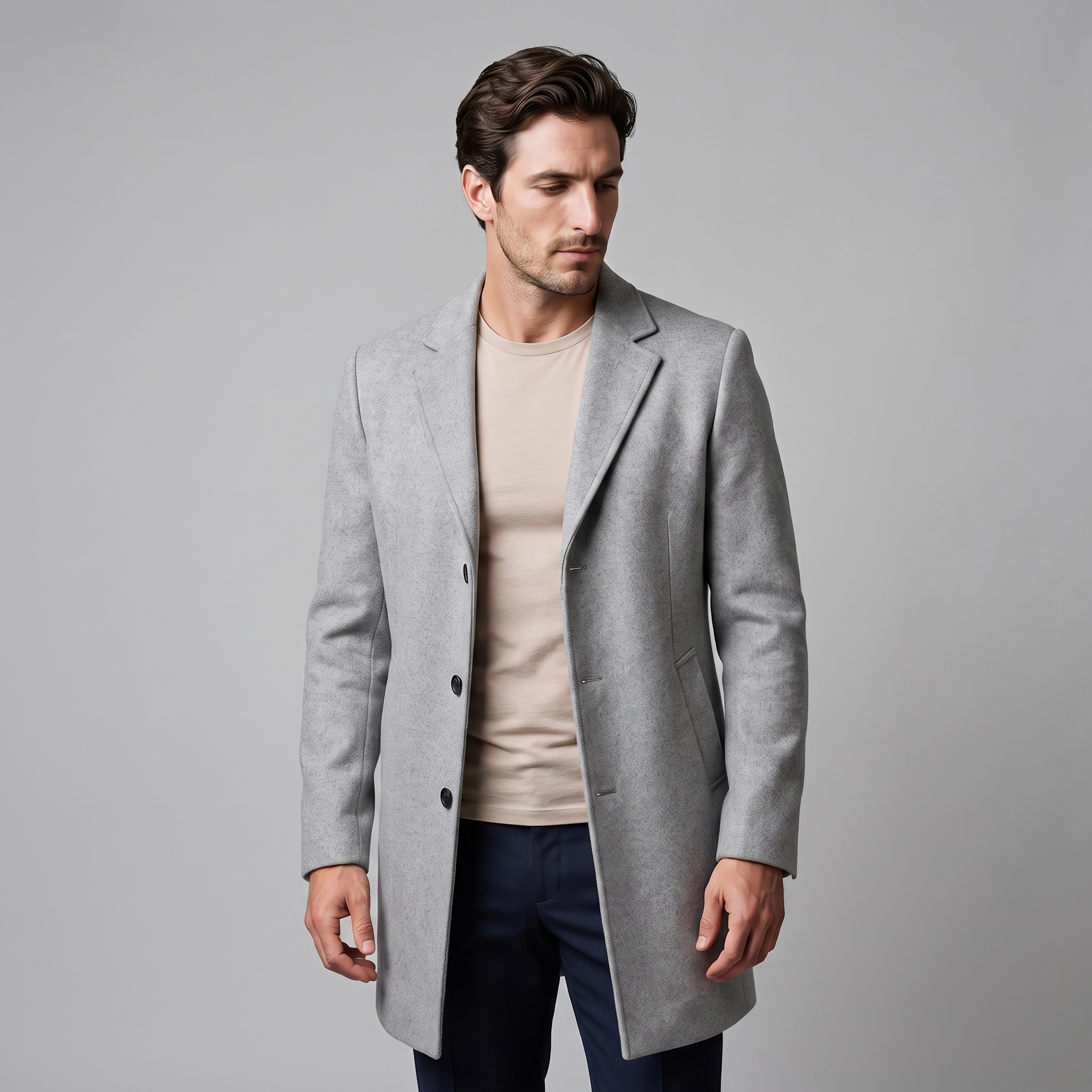 Herren Langer Mantel in Anthrazit