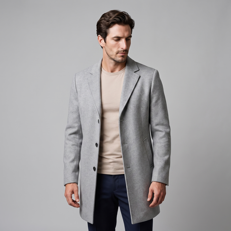 Herren Langer Mantel in Anthrazit