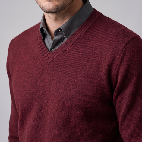 Herren Lässiger Langarm-Pullover mit V-Ausschnitt