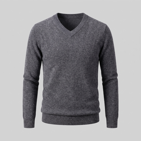 Herren Lässiger Langarm-Pullover mit V-Ausschnitt
