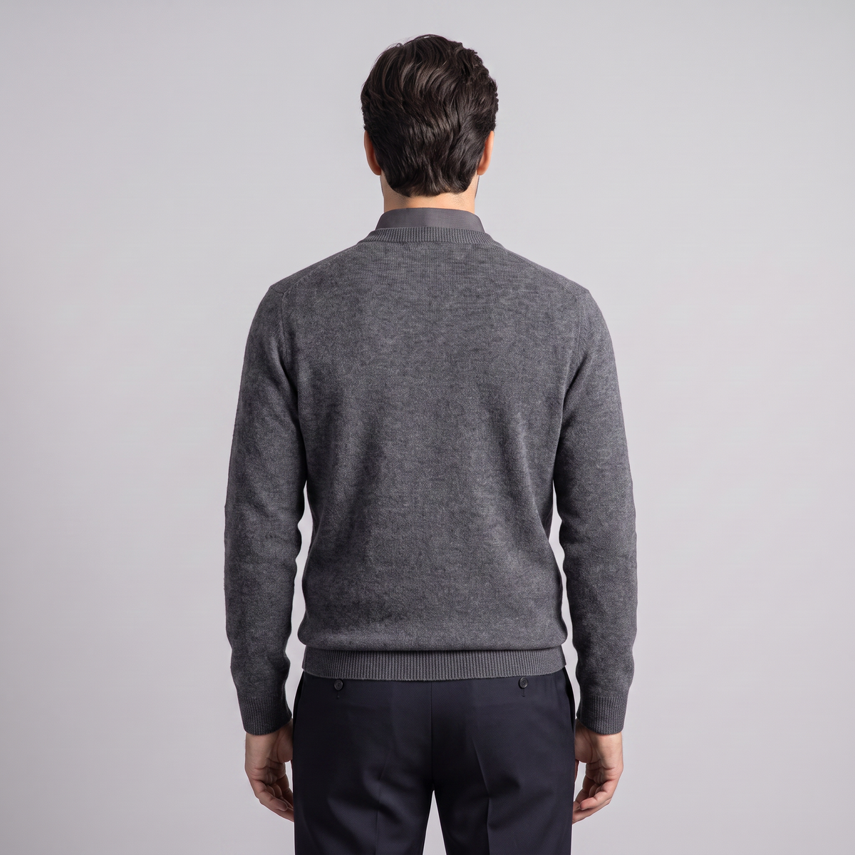 Herren Lässiger Langarm-Pullover mit V-Ausschnitt