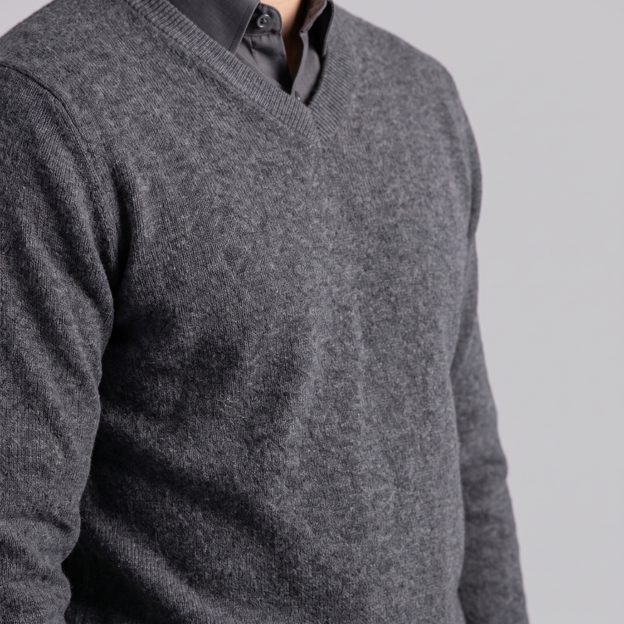 Herren Lässiger Langarm-Pullover mit V-Ausschnitt