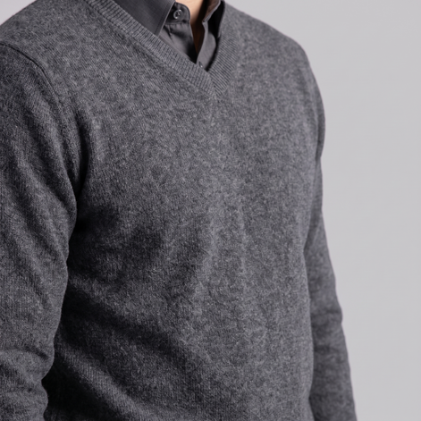 Herren Lässiger Langarm-Pullover mit V-Ausschnitt