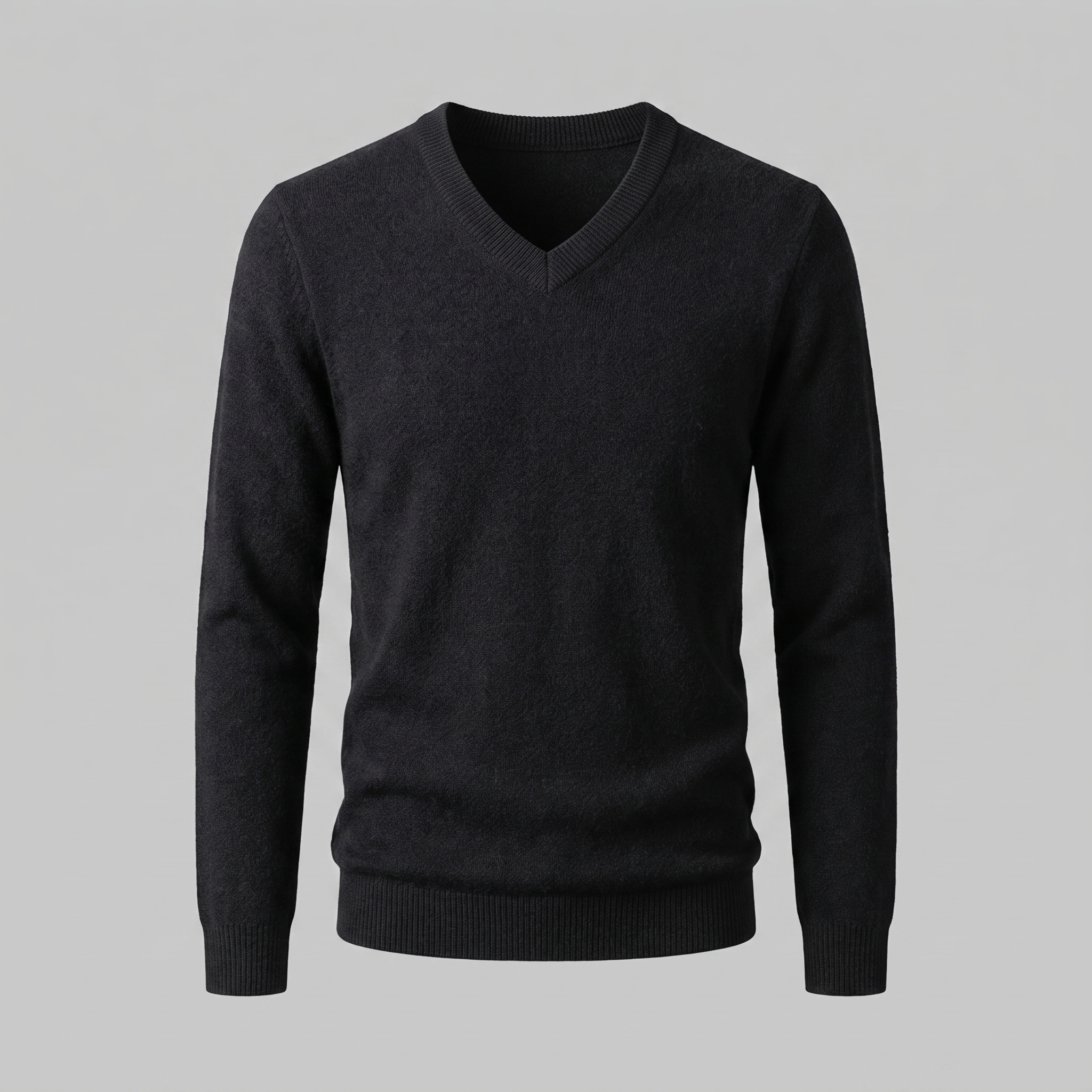 Herren Lässiger Langarm-Pullover mit V-Ausschnitt