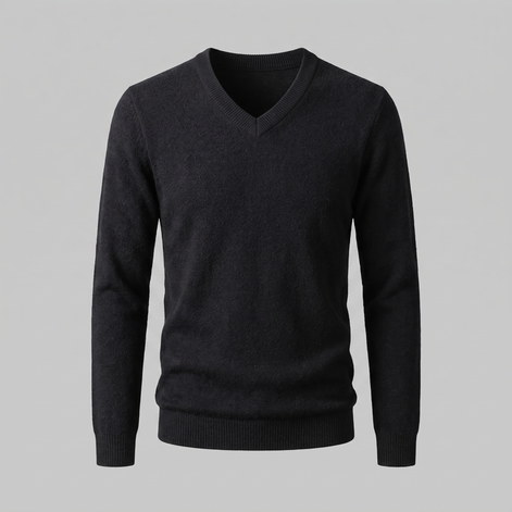 Herren Lässiger Langarm-Pullover mit V-Ausschnitt