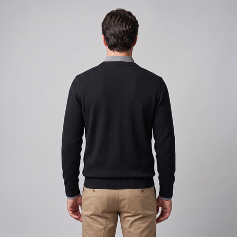 Herren Lässiger Langarm-Pullover mit V-Ausschnitt