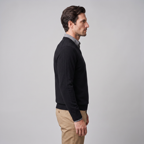 Herren Lässiger Langarm-Pullover mit V-Ausschnitt