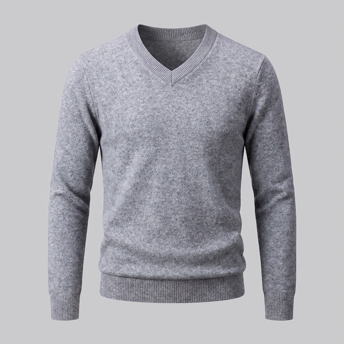 Herren Lässiger Langarm-Pullover mit V-Ausschnitt